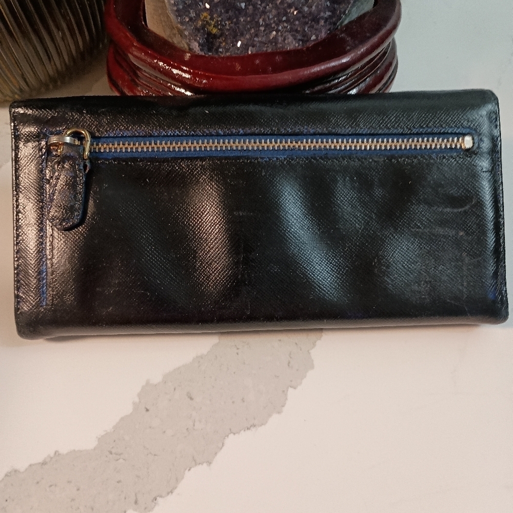 Prada Saffiano Bow Continental Wallet Black - Picture 2 of 16
